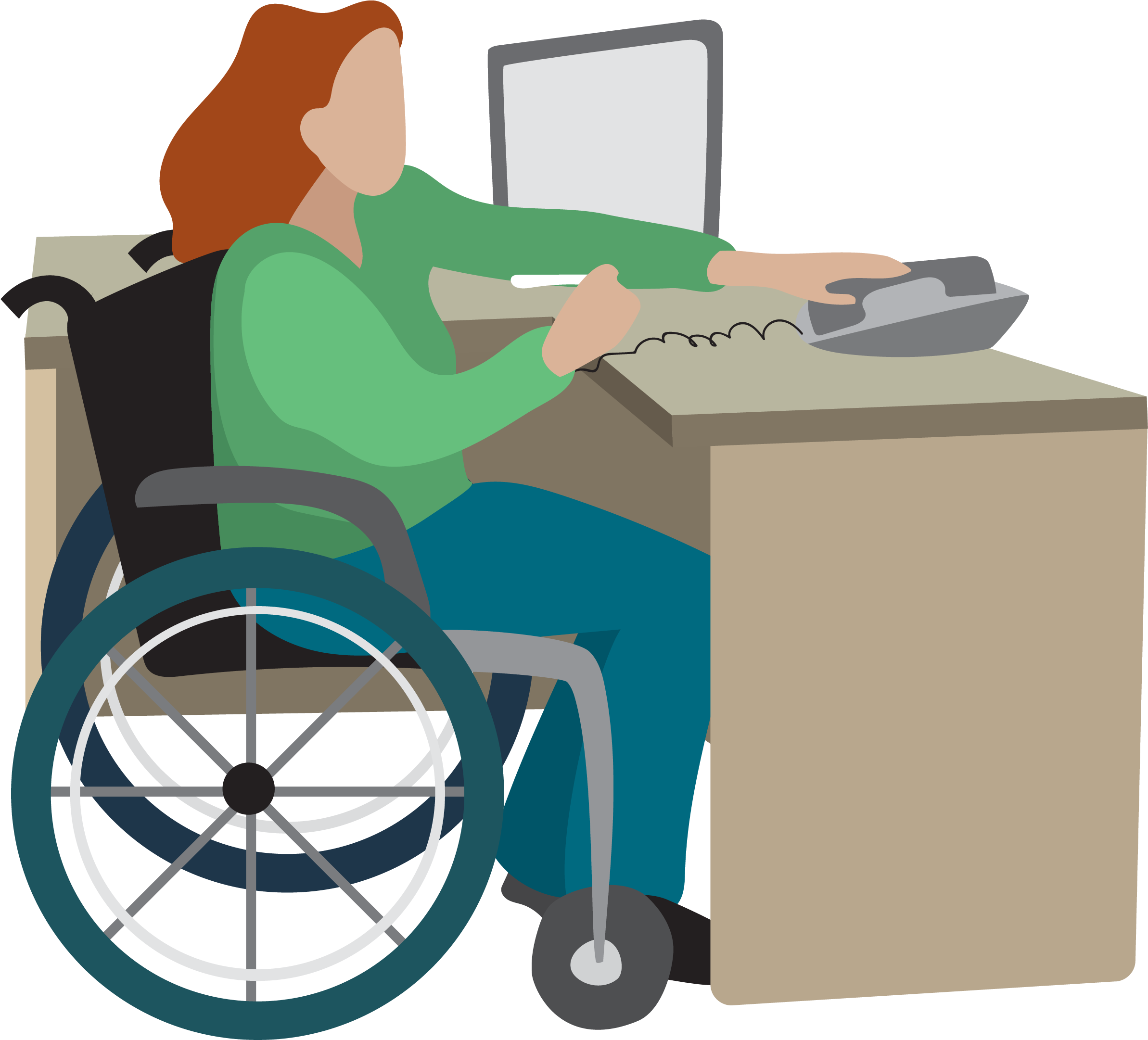 Vector Disabled Work Material - Wheelchair Desk And Computer Transparent Background (2625x2417)