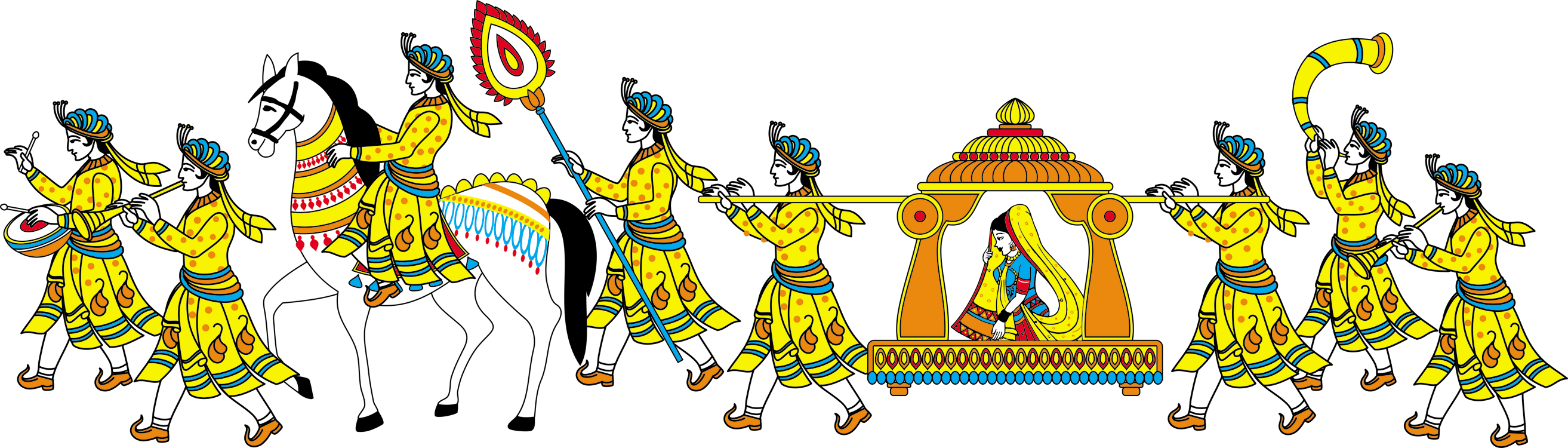 Wedding Card Clipart In Colour - Indian Wedding Doli Png (2627x750)