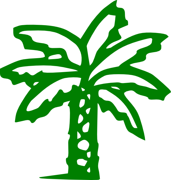 Green Tree - Palm Tree Clip Art Black (564x594)