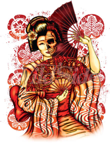 Geisha Skull - Illustration (600x600)