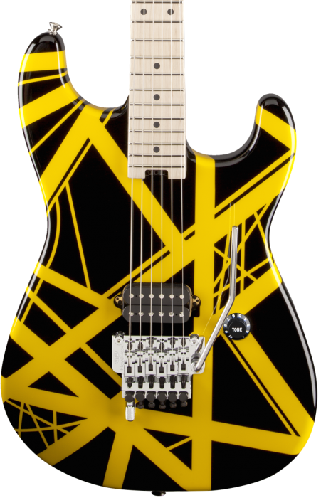Back To List - Evh Striped Series Electric Guitar Black With Yellow (451x700)