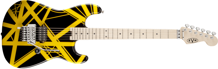 Back To List - Evh Striped Series Electric Guitar Black With Yellow (700x224)