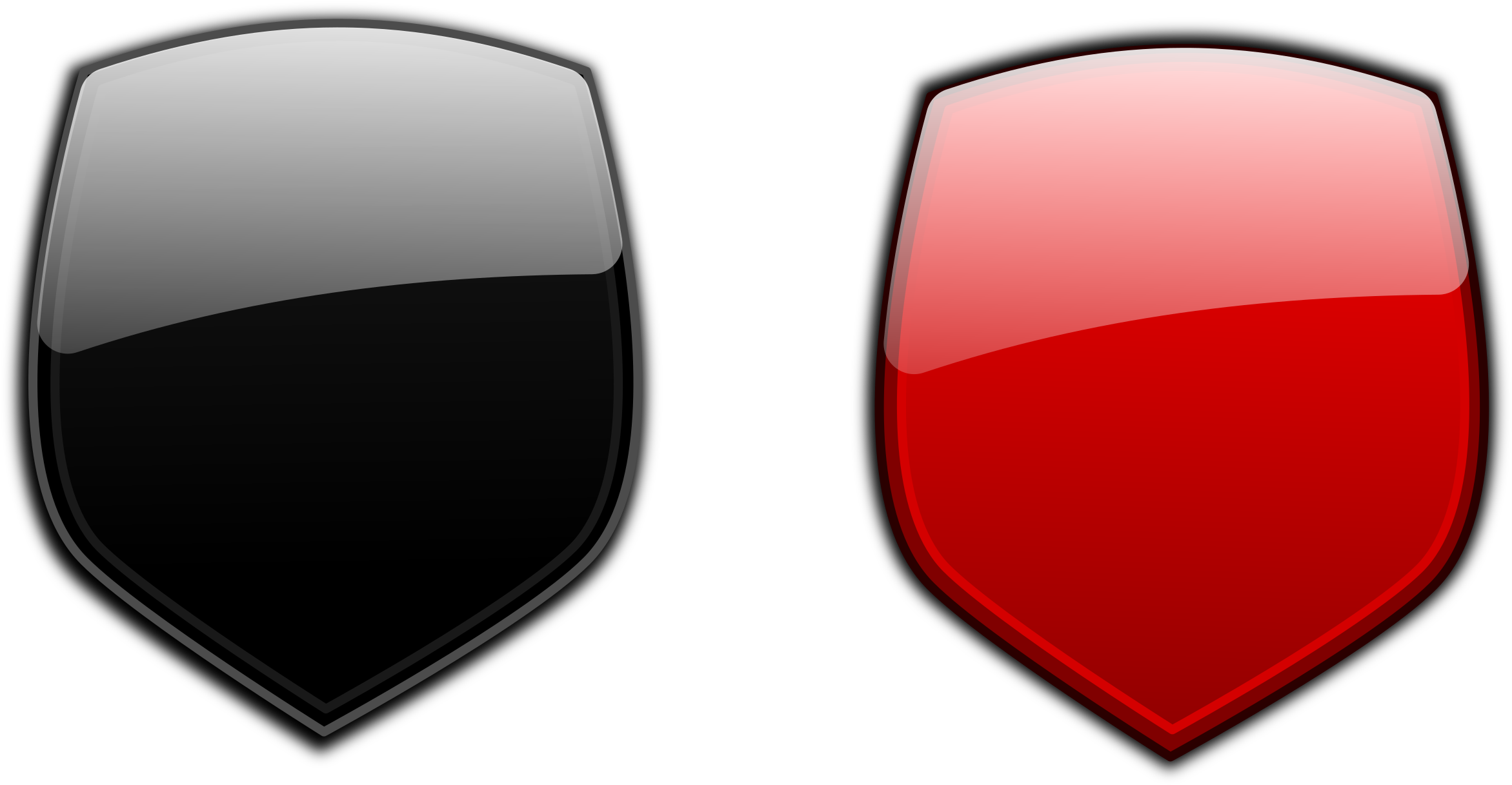 Free Vector Glossy Shields - 3d Shield Vector Png (2400x1310)
