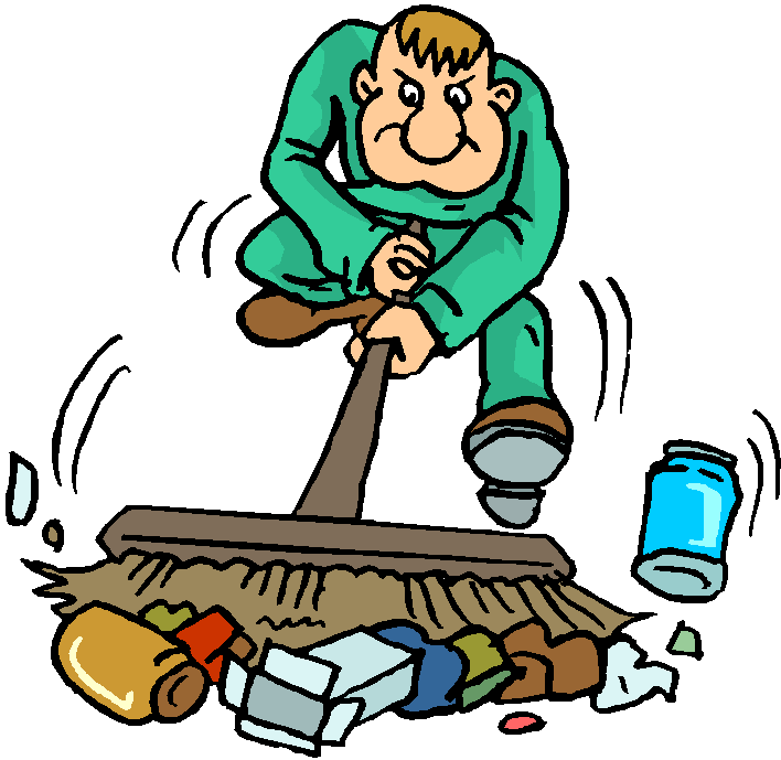 Clean Up Guy - Sweeping Up Trash (708x689)
