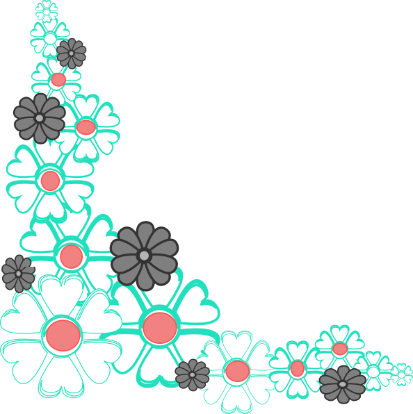 Flower Corner Border Clipart (594x596)