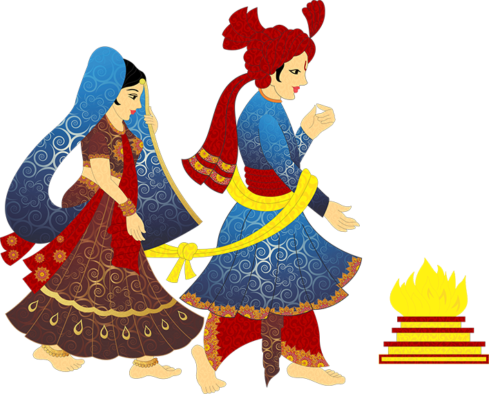 Indian Clipart Bride Groom - Indian Wedding Clipart Png (708x571)