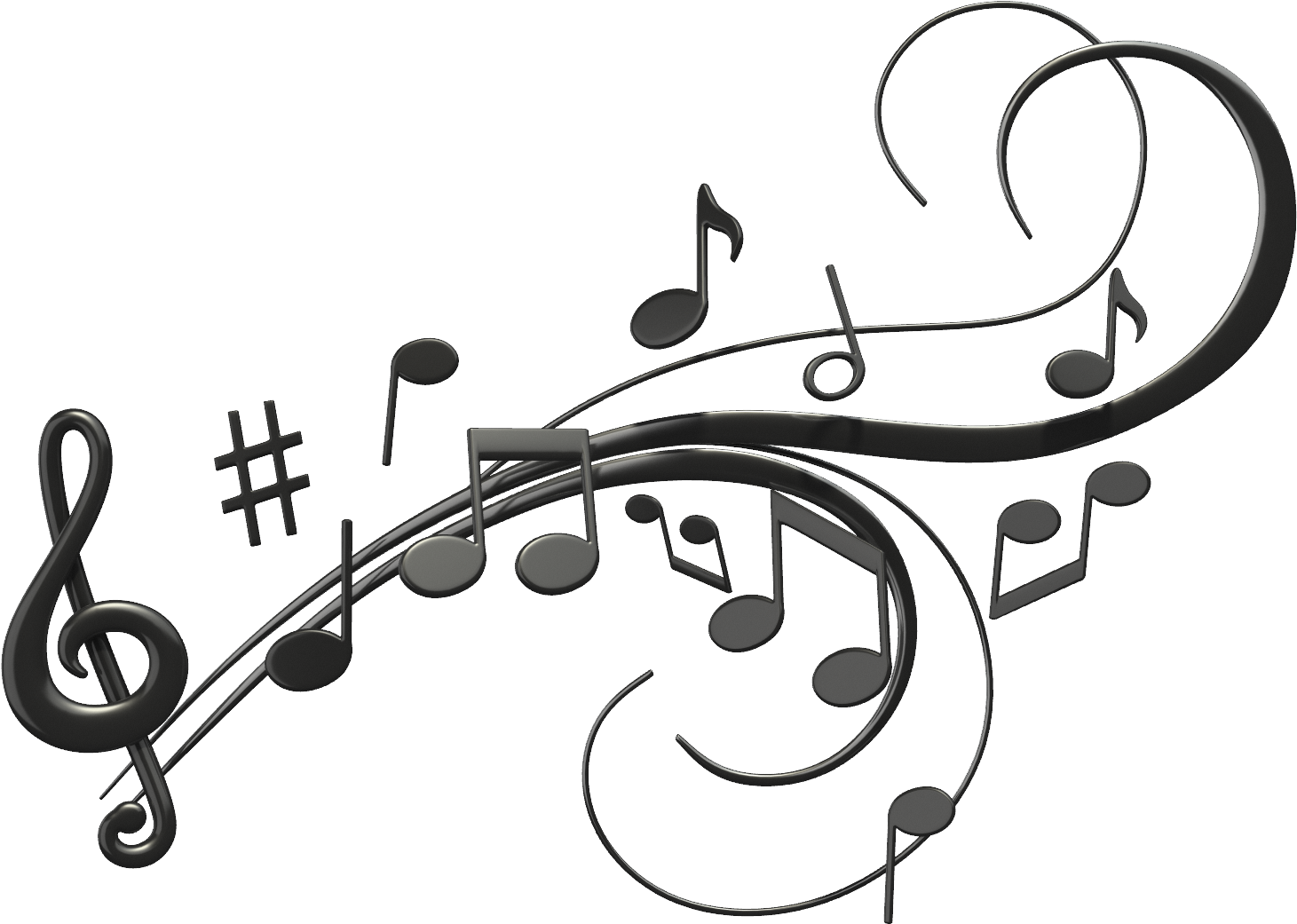 Jazz - Musical Notes On Transparent Background (1600x1100)