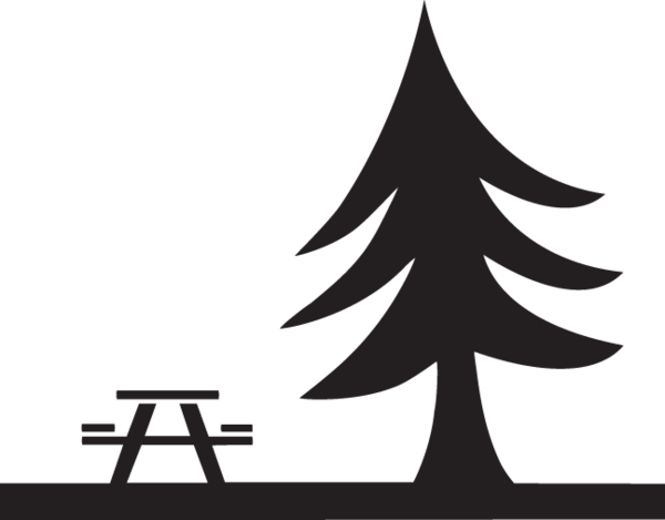 Picnic Table With Evergreen Tree - Picnic (600x469)
