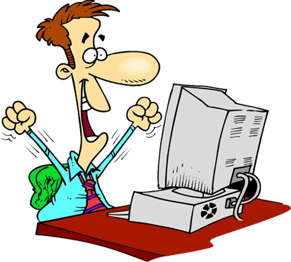 Studying - Computer - Happy Computer Clip Art (414x373)
