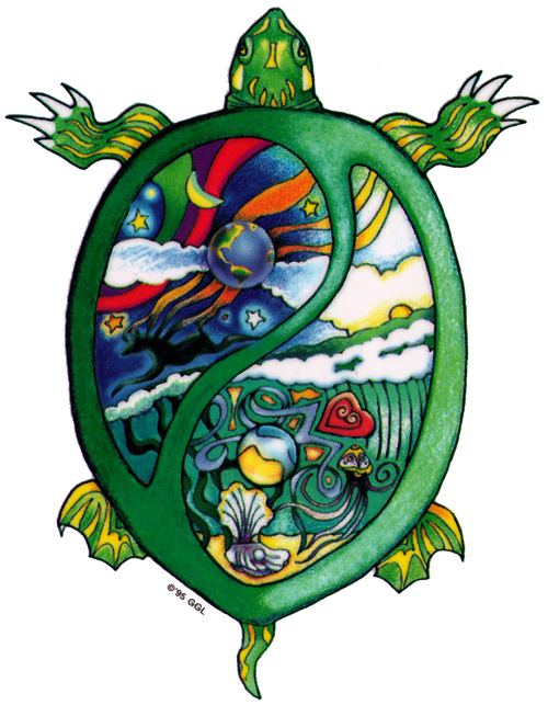Harmony Turtle - Window Sticker - Terrapin Turtle Grateful Dead (500x643)
