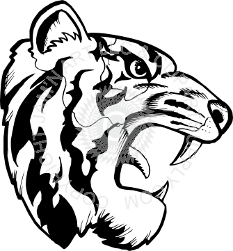 Tiger Face Side View Drawing (335x361)