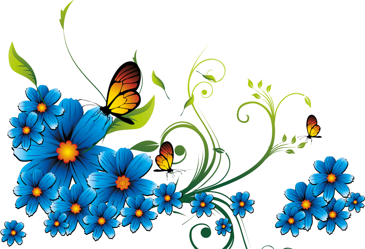 Изображение Для Плейкаста - Blue Flowers Border Png (1280x871)