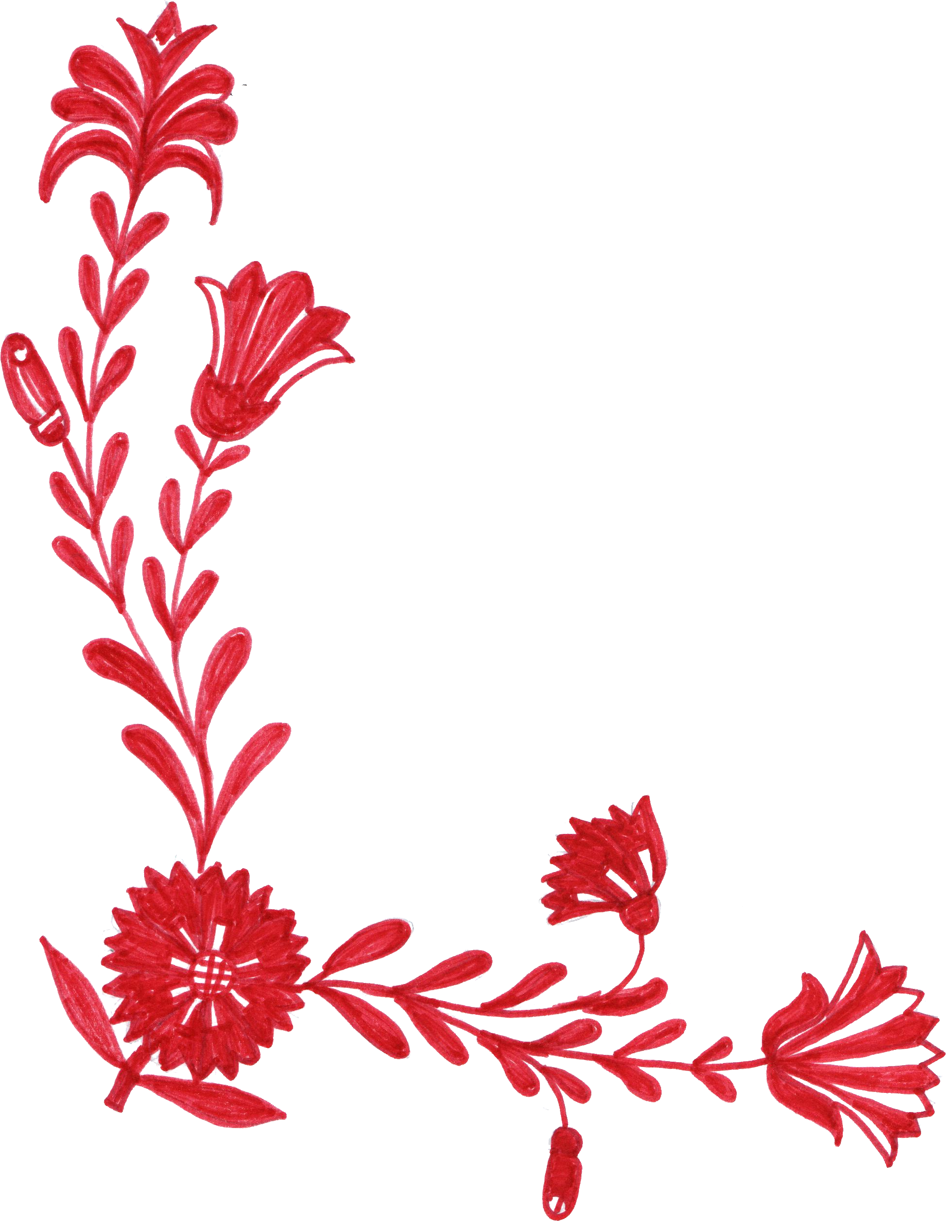 6 Red Flower Corner Ornament - Transparency (1936x2498)