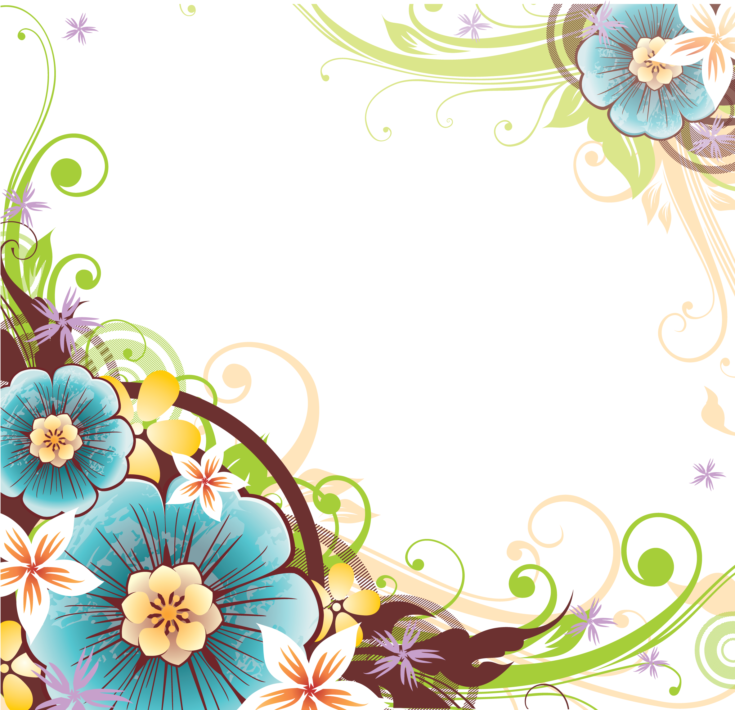 Уголки - Цветочная Виньетка - Transparent Flower Border Vector (2443x2315)