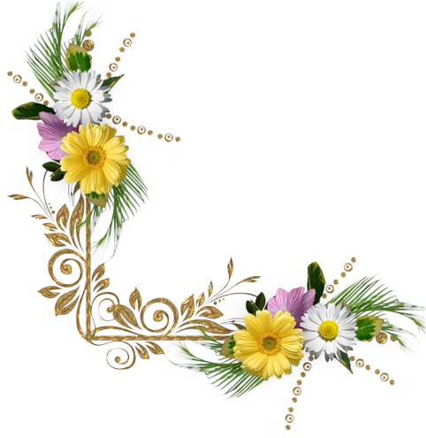 Цветочные Элементы Рамка,уголок И Бордюр - Flower Corner Border Png (488x500)