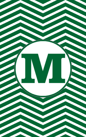 Green And White Chevron M - White (300x478)