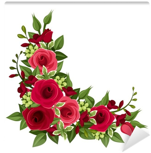 Red Roses Corner - Red Flower Corner Border (400x400)
