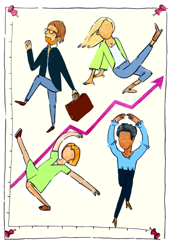 Dancing Chart - Cartoon (600x859)