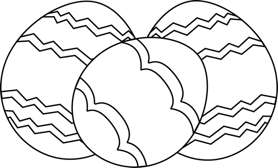 Three Black And White Easter Eggs - Printable Easter Free Coloring Pages (550x333)