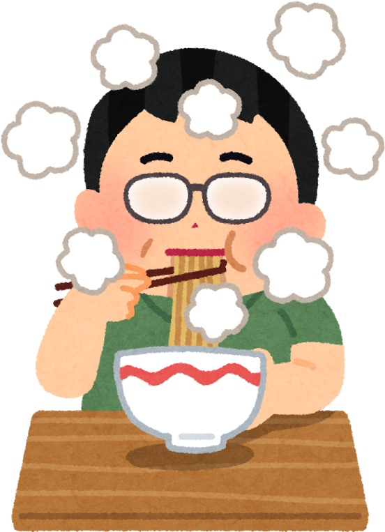 Ramen Megane Kumoru - フリー イラスト 食べ 過ぎ (675x800)