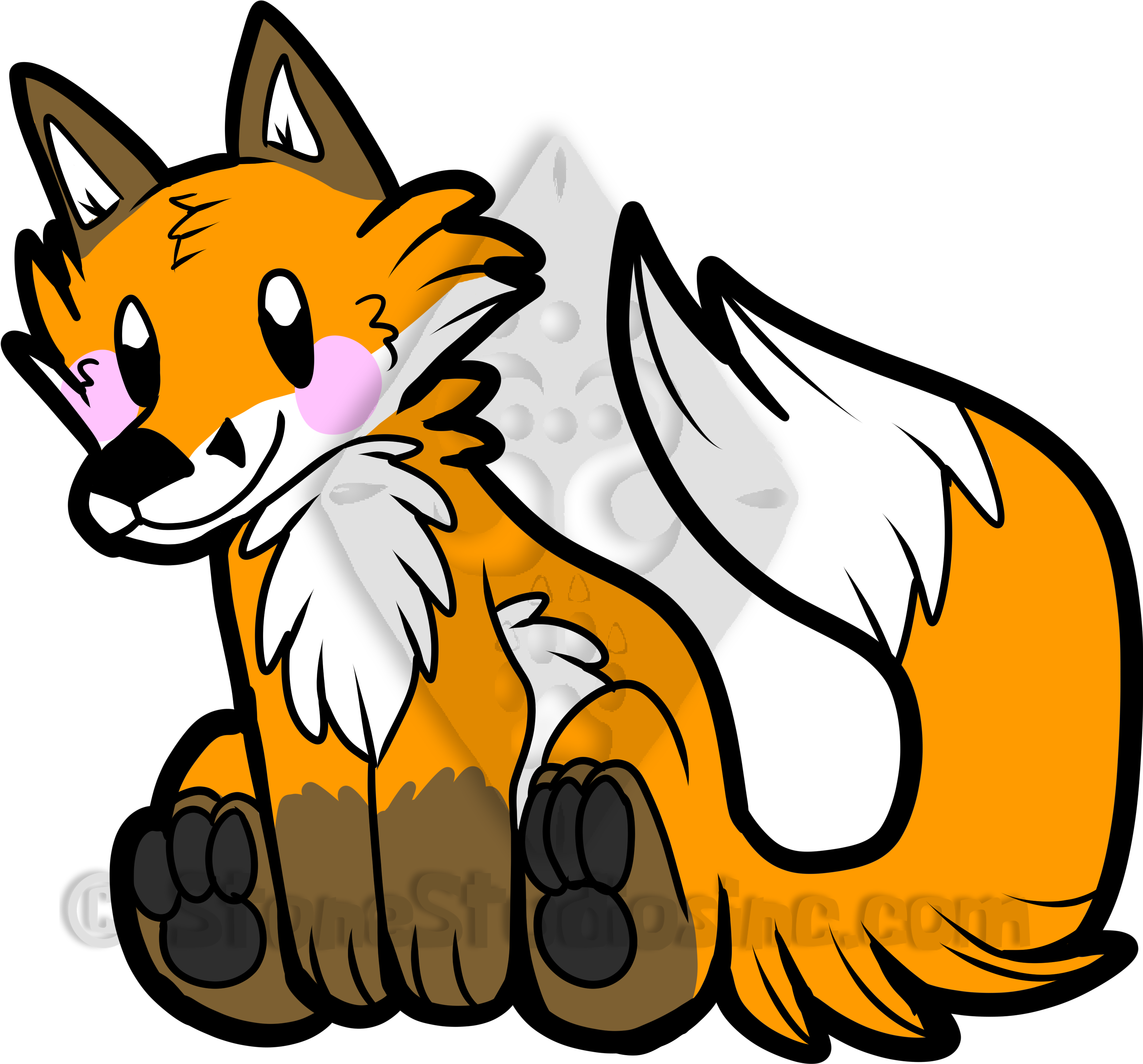 Fox Chibi Sticker Design - Cartoon (4000x4000)