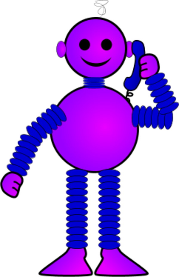 Robot Talking On Telephone - Robot (600x927)