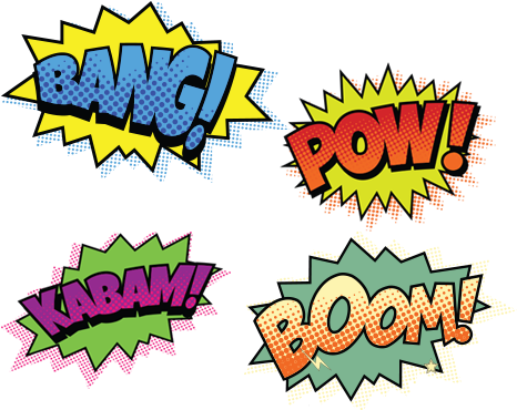 Bang - 3drose Pow Orange Lettering On Yellow Picture Burst, (468x380)