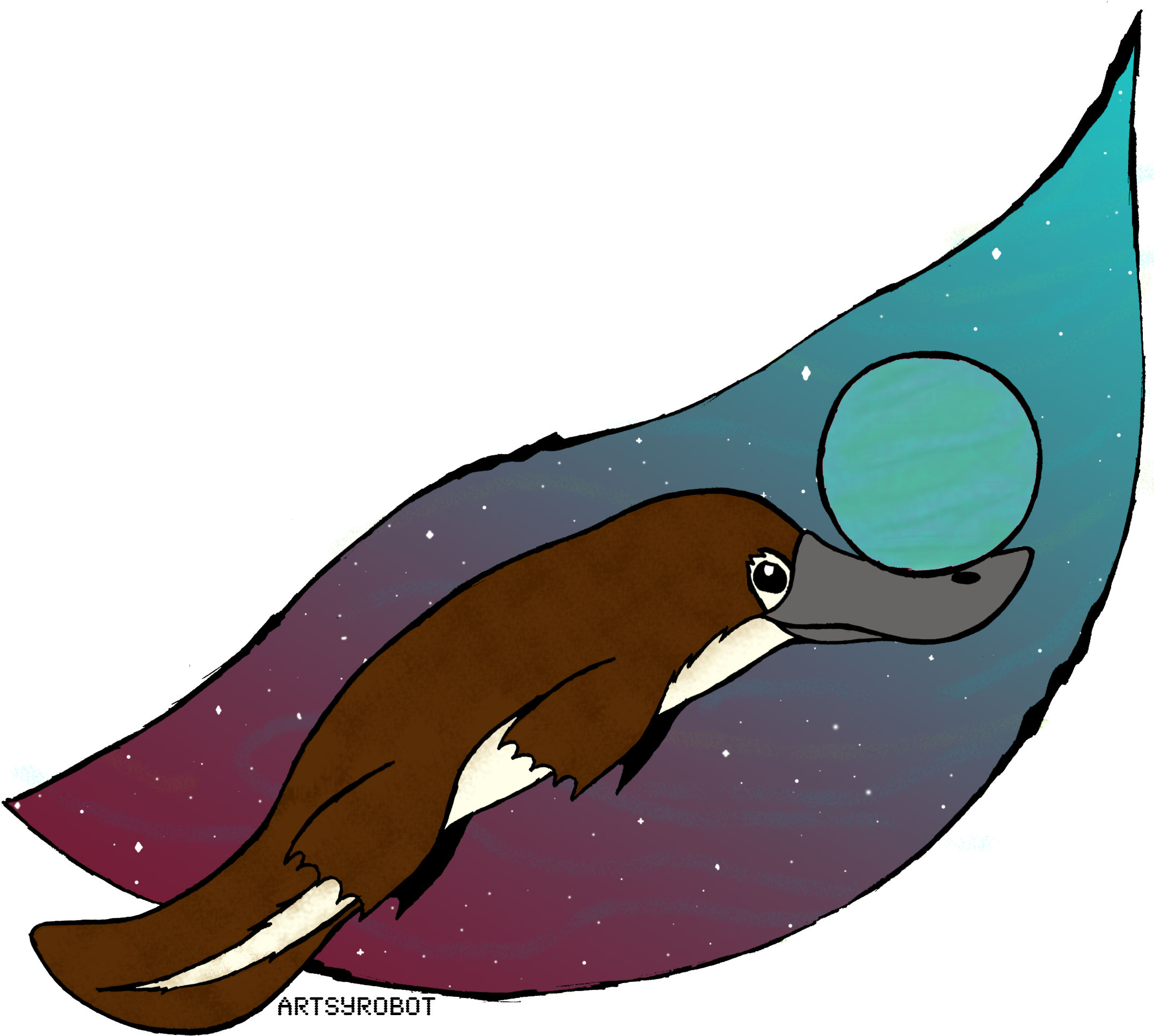 Galactic Platypus - Drawing (2163x1977)
