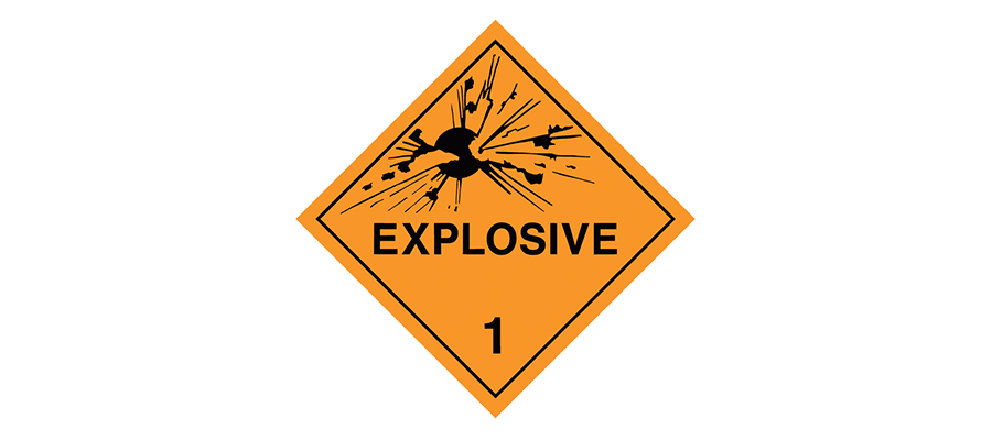 Hazardous Material Placards, Label - Explosive1 (900x400)