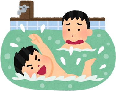 お風呂で泳ぐ子供のイラスト - お 風呂 で 泳ぐ イラスト (400x338)