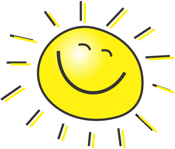 Happy - Sun - Clipart - Black - And - White - Cartoon Sun (600x510)