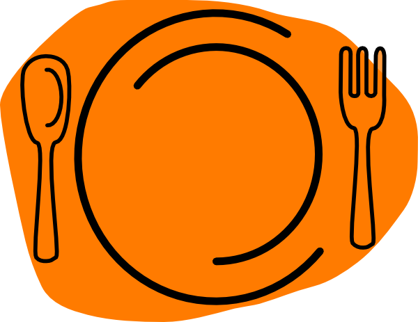 Basic Words - Plate Fork And Knife Clipart (600x463)
