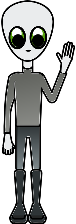 Goodbye Clipart Slim - Waving Alien (360x720)