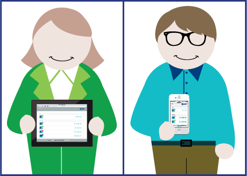 Ariett Customers Using Mobile User Interface - Cartoon (495x353)