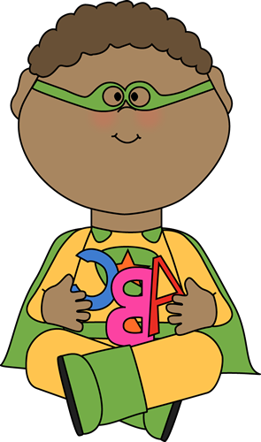 Superhero With Alphabet Letters Clip Art Superhero - Superhero Student Clipart (295x500)