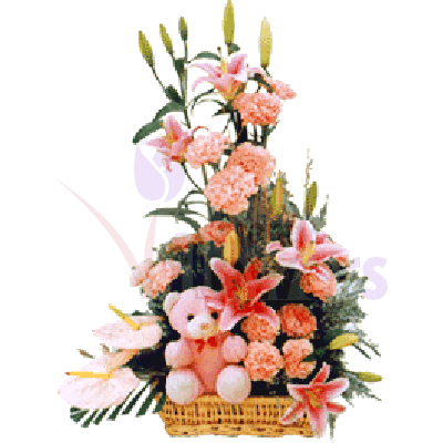 Quick Overview - Teddy With Flowers Gif (400x400)