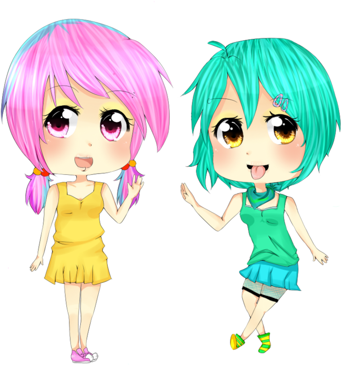 Two Chibi Fri - Cartoon (900x855)
