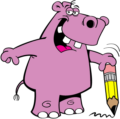 Pink Hippo Writing - Vector Graphics (600x600)