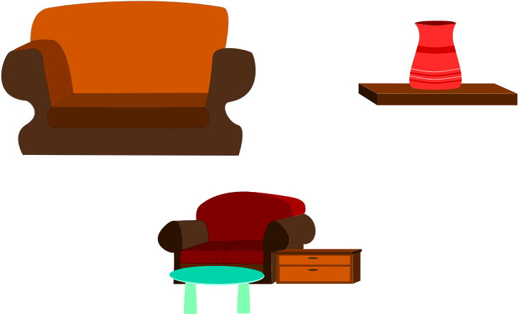 Bed Free Endtable 2 Free Sofas - Clip Art (1061x750)