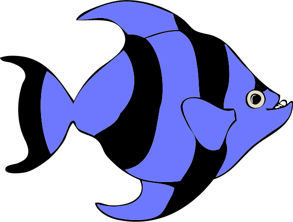 Striped Tropical Fish Vector - Clip Art (600x456)
