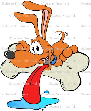 Dog With Bone - Cartoon (325x400)