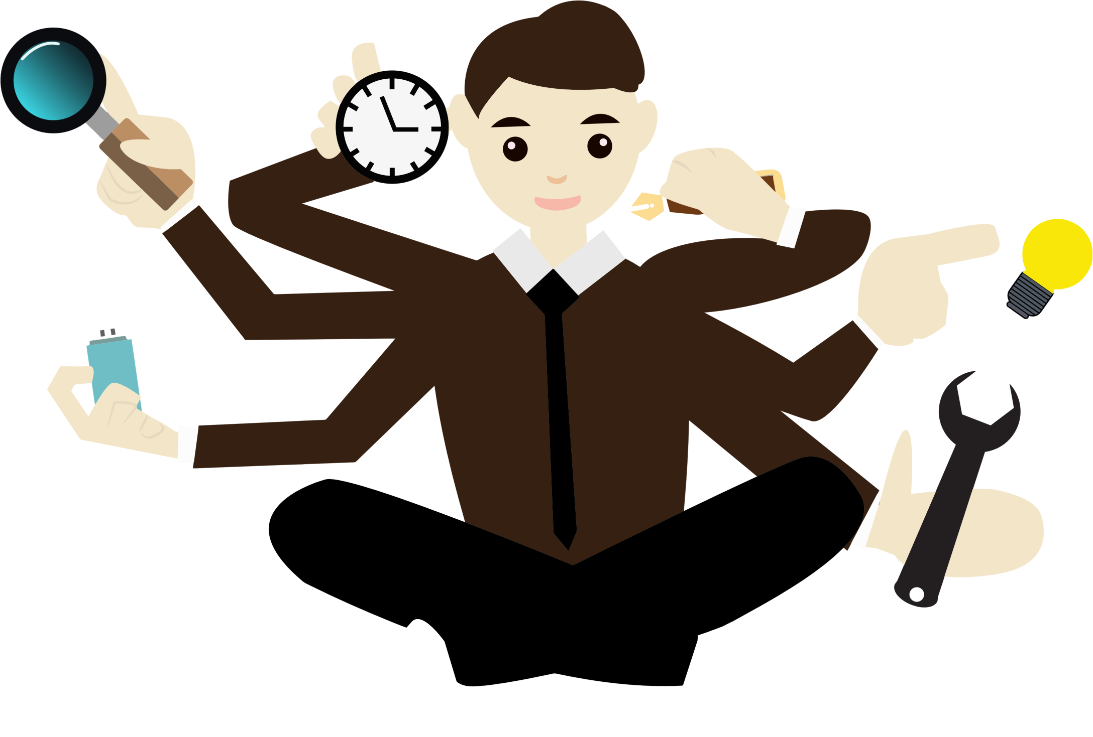 Cartoon Man - Clip Art Multitasking (2176x1469)