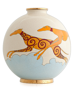 Boule Coloniale 'levriers Colliers Rouges' - Ceramic (340x410)