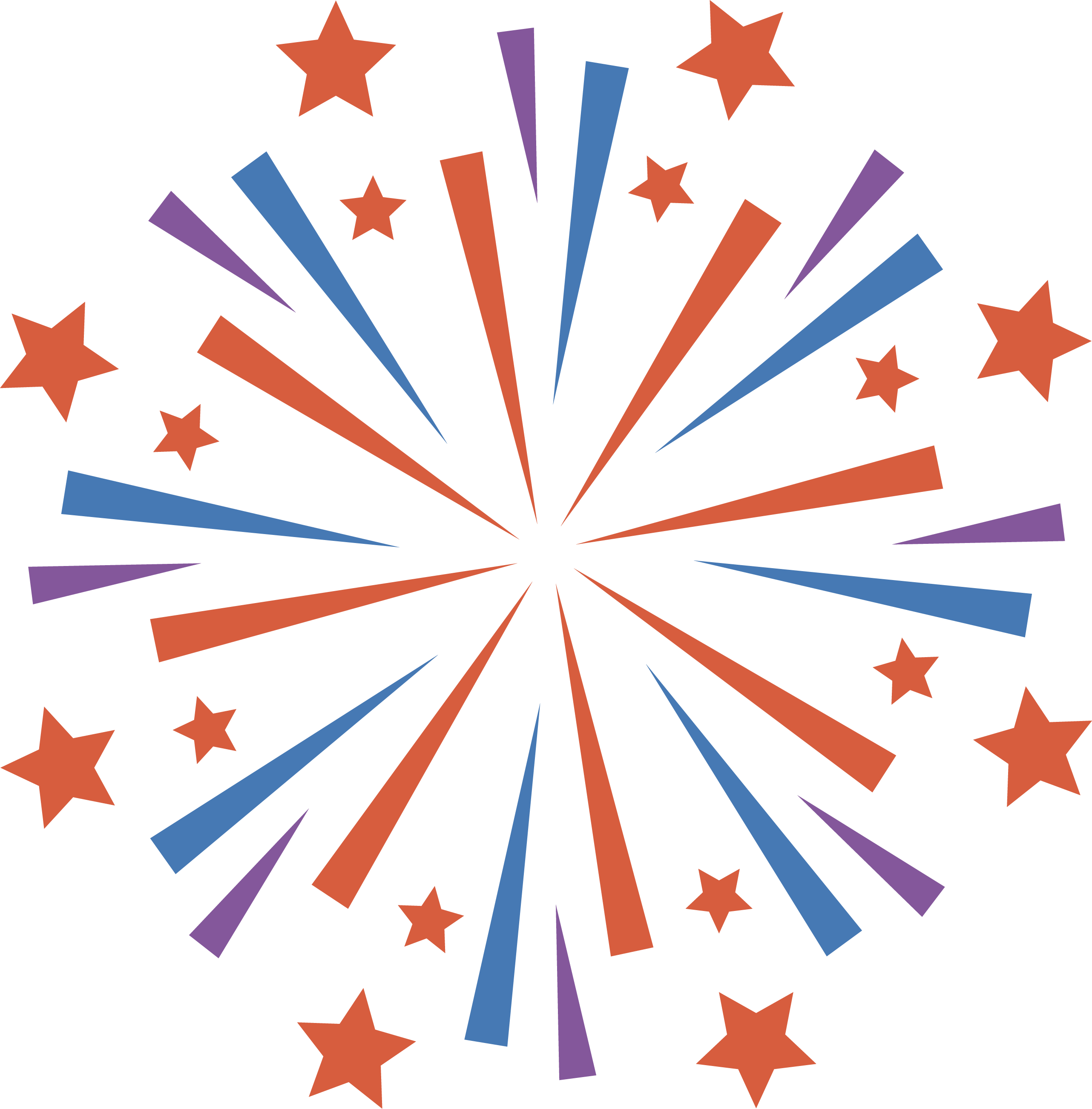Red And Blue Fireworks Pattern - Fireworks (2564x2604)