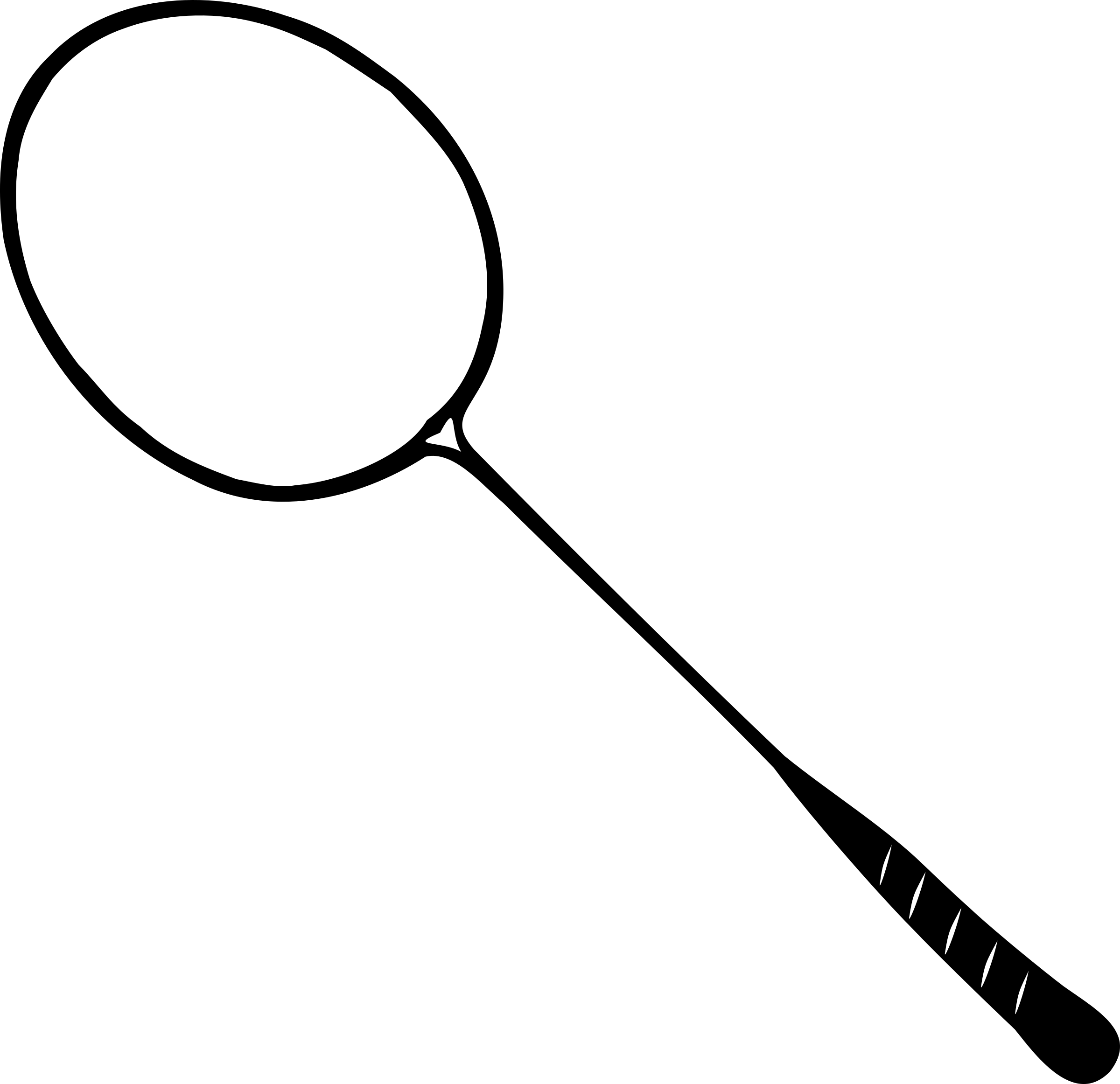 Black And White Badminton Racket (2400x2323)