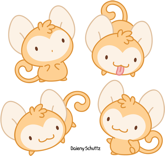 Chibi Monkey By Daieny - Digital Art (600x555)