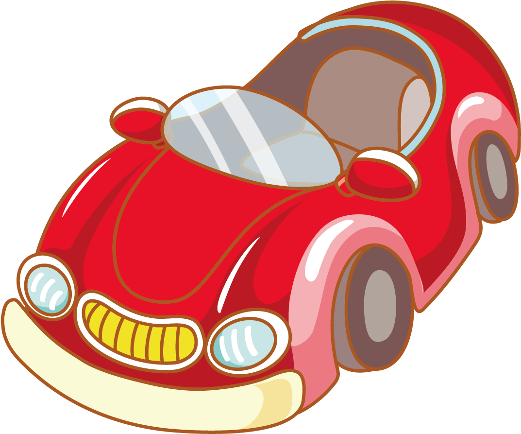 Red Sports Car Vector Material - 卡通 車子 (1240x1170)