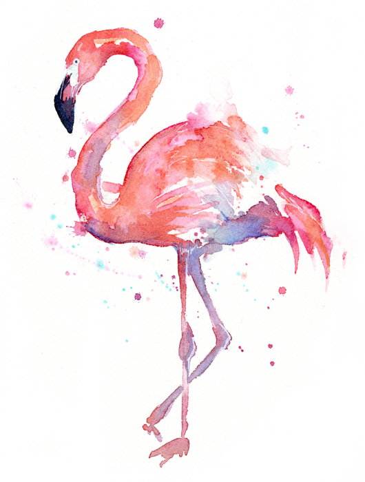 Watercolor Flamingo (530x700)
