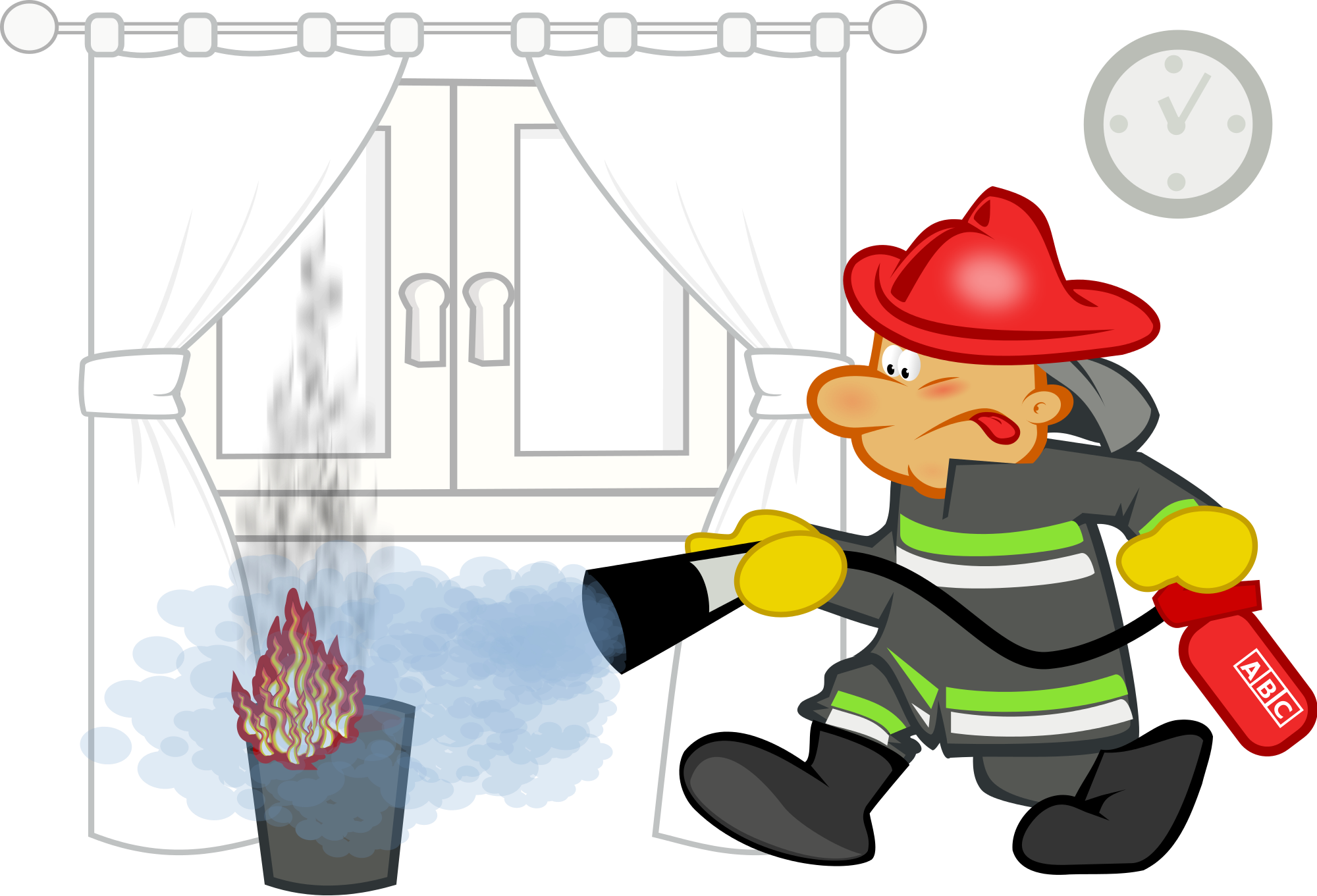 Fireman Extinguisher By Mimooh - Cartoon (2000x1361)