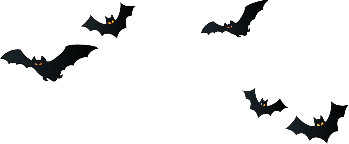 Moon Microbat Night Sky - Halloween Witch Bats Wall Stickers Freeheart Halloween (1115x462)